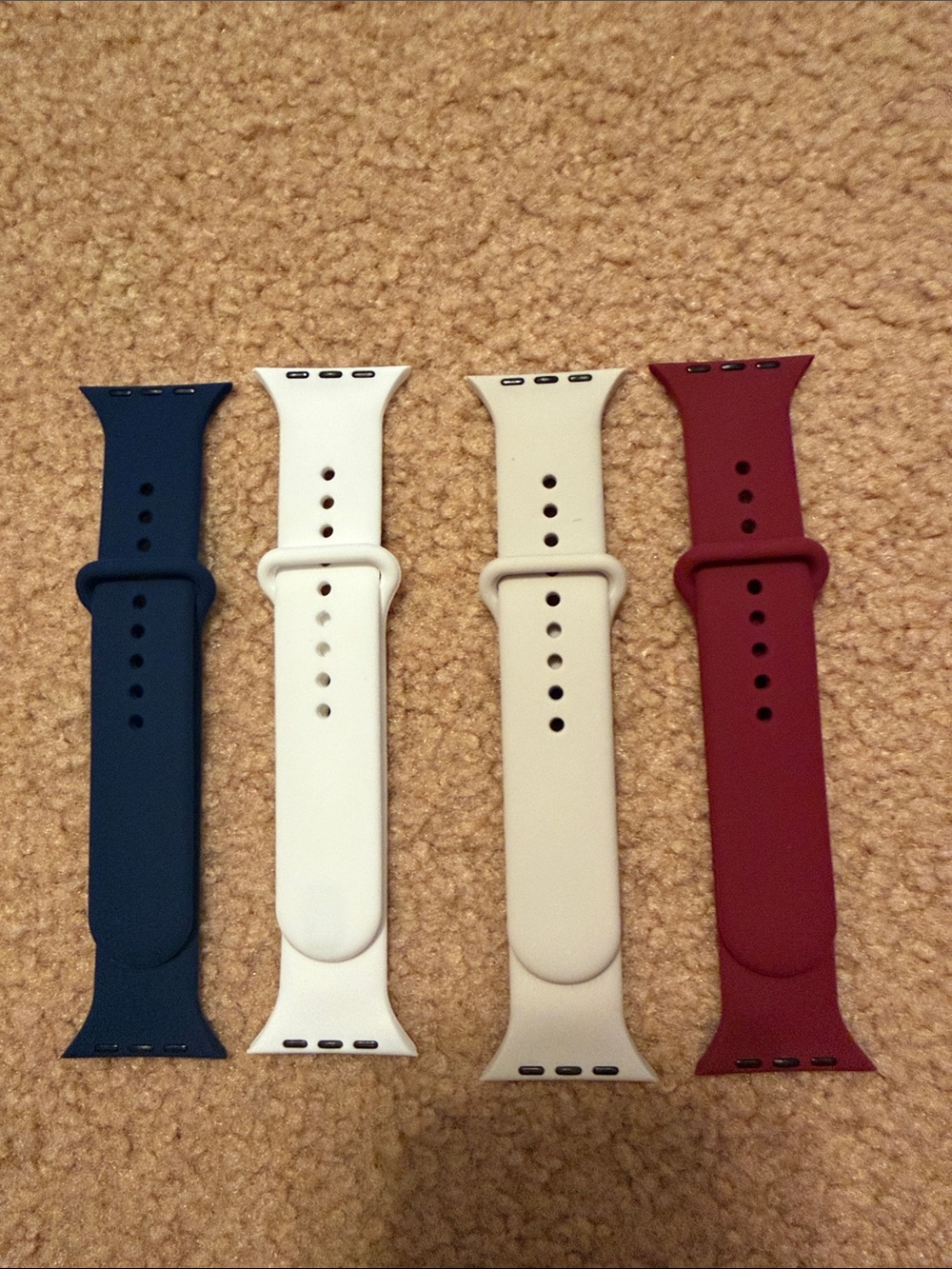 Silicone Replacement Watch Bands - Blue, White, Cream, Red